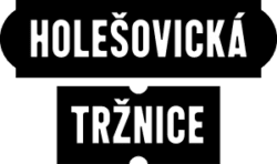 Logo Holešovické tržnice v šedém pozadí.